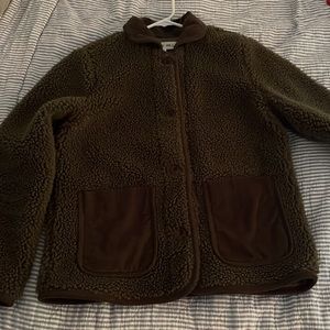 ALEX MILL SHERPA FLEECE WORK JACKET MILITARY OLIVE GREEN SIZE SMALL